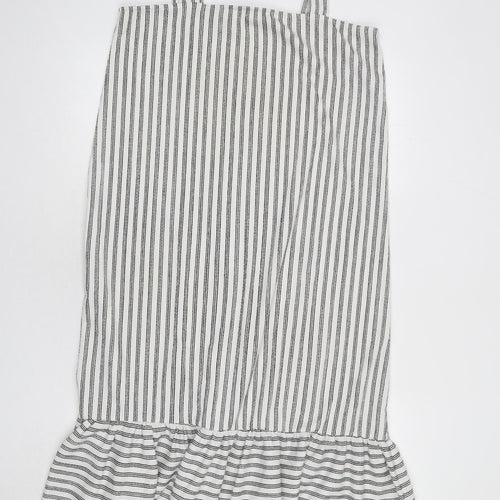 Very Womens White Striped Polyester Mermaid Size 12 Square Neck Pullover