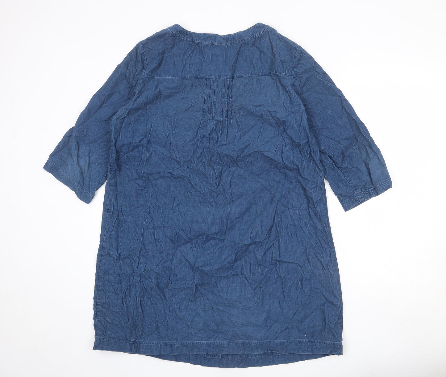 Laura Ashley Womens Blue 100% Cotton A-Line Size 14 Round Neck Button