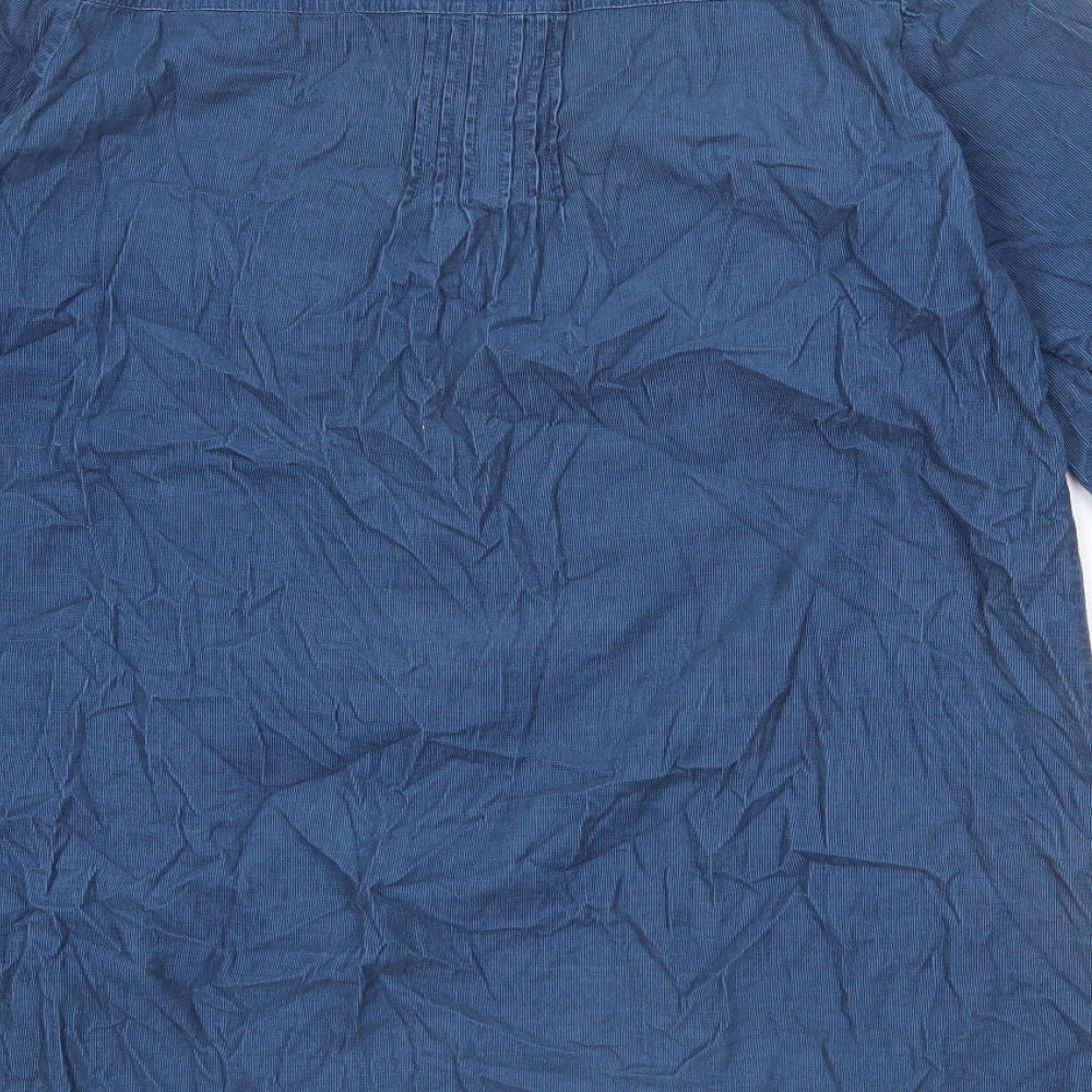 Laura Ashley Womens Blue 100% Cotton A-Line Size 14 Round Neck Button