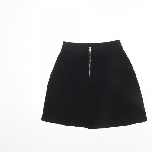 Divided by H&M Womens Black Viscose A-Line Skirt Size S Zip