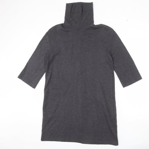 Zara Womens Grey Cotton Sheath Size S High Neck Pullover