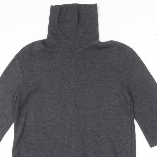 Zara Womens Grey Cotton Sheath Size S High Neck Pullover