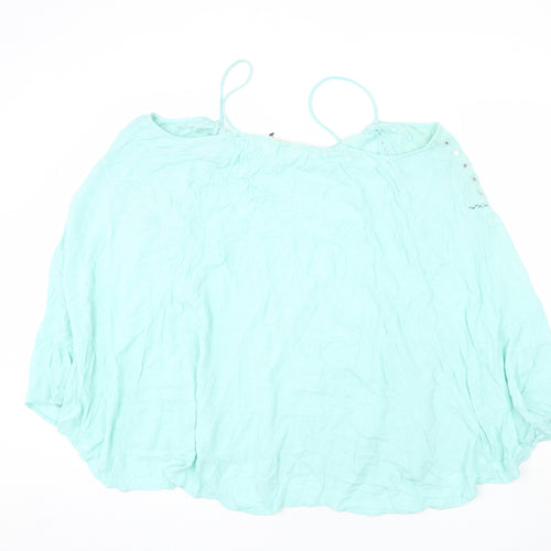 Accessorize Womens Green Viscose Cover Up Size M - Embroidered Detail, Sequins, Tassles