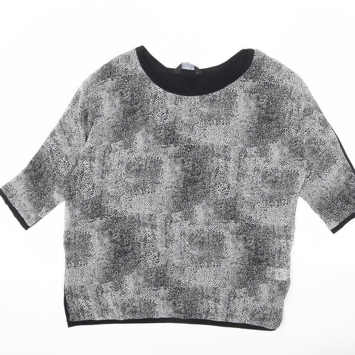 Dorothy Perkins Womens Grey Geometric Polyester Basic Blouse Size 12 Round Neck