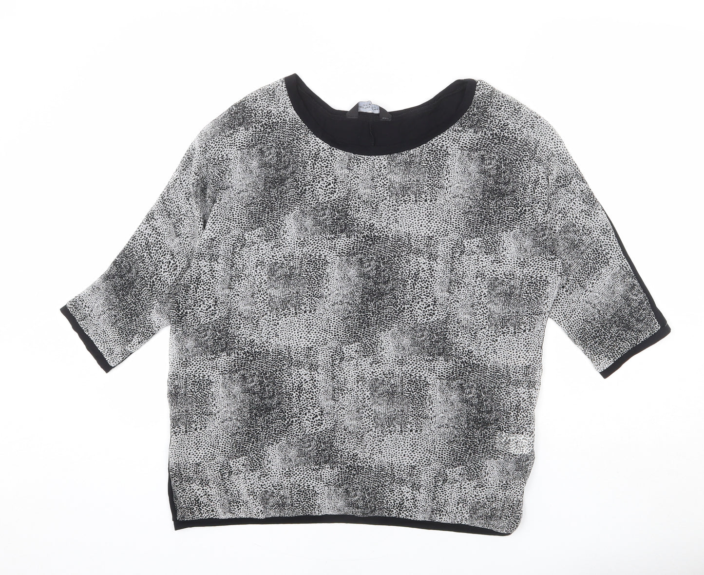 Dorothy Perkins Womens Grey Geometric Polyester Basic Blouse Size 12 Round Neck