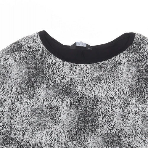 Dorothy Perkins Womens Grey Geometric Polyester Basic Blouse Size 12 Round Neck