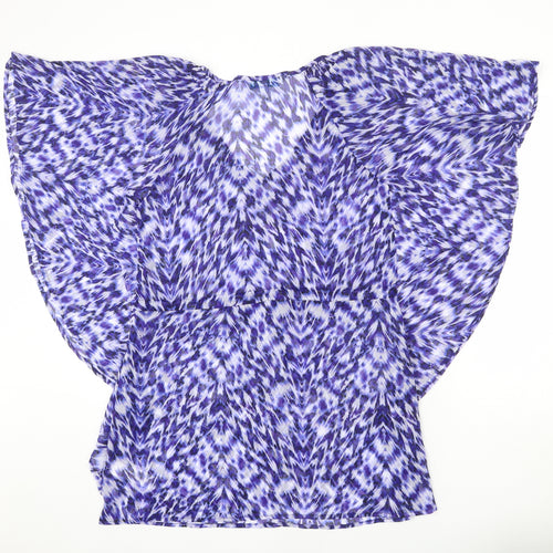 Debenhams Womens Blue Geometric Polyester Cover Up Size 10 - Elastic Waist, Tassles