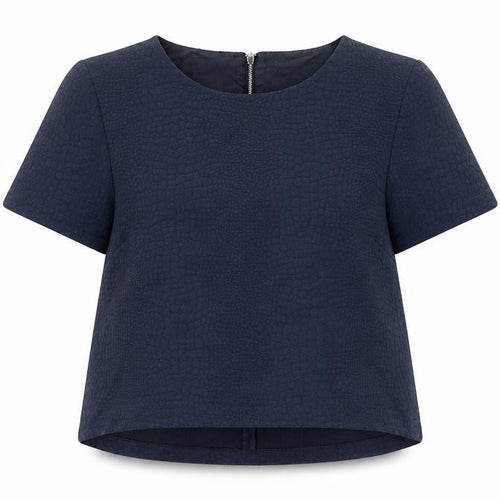 Dorothy Perkins Womens Blue Animal Print Polyester Cropped T-Shirt Size 14 Round Neck - Snake Skin Print