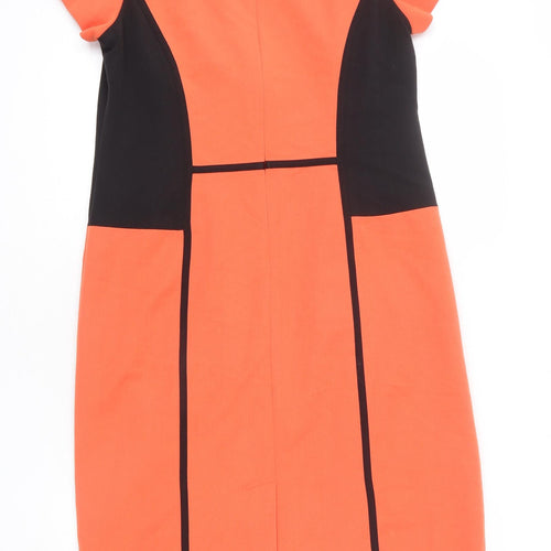 Marisota Womens Orange Polyester Sheath Size 12 Round Neck Zip