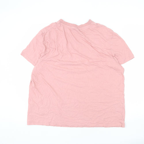 ASOS Womens Pink Cotton Basic T-Shirt Size 2XL Round Neck