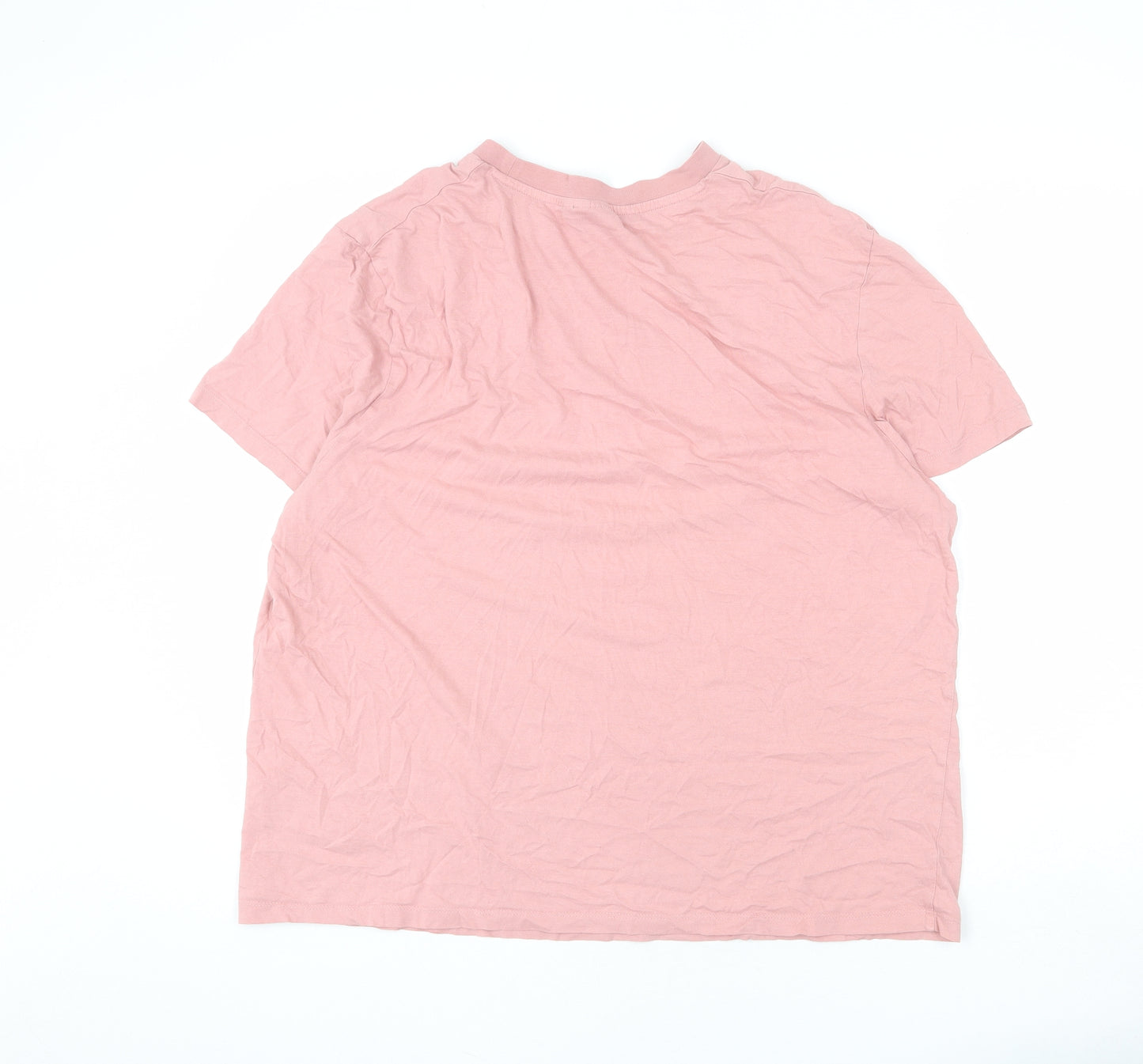 ASOS Womens Pink Cotton Basic T-Shirt Size 2XL Round Neck