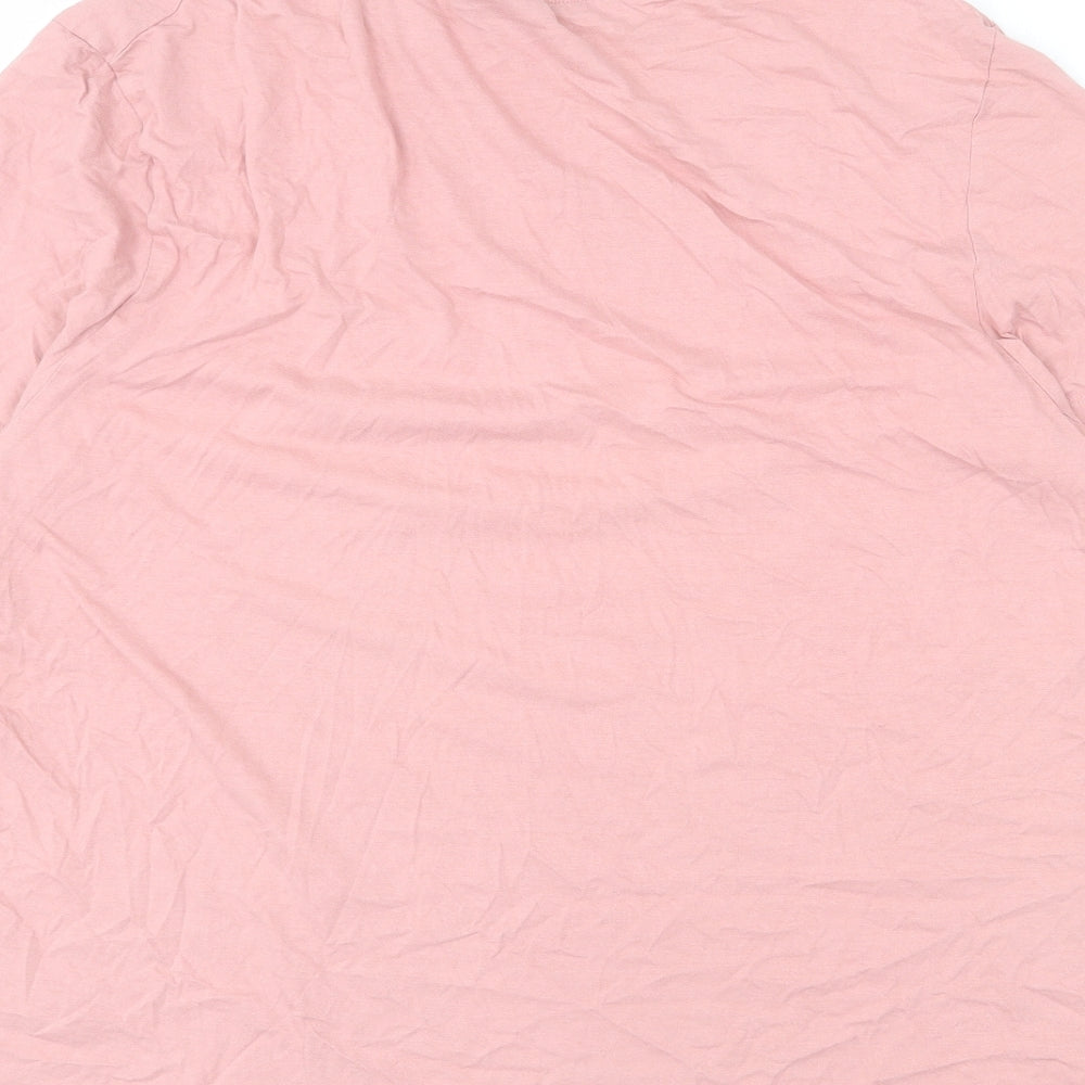 ASOS Womens Pink Cotton Basic T-Shirt Size 2XL Round Neck