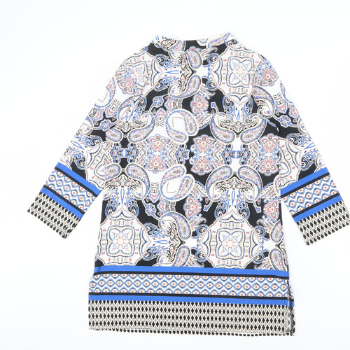 Wallis Womens Multicoloured Geometric Polyester Tunic T-Shirt Size S V-Neck - Side Slits
