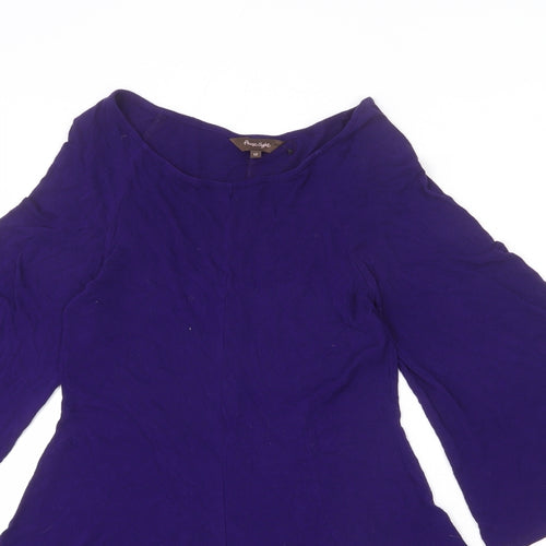 Phase Eight Womens Purple Viscose A-Line Size 12 Round Neck Pullover - Flared Sleeve