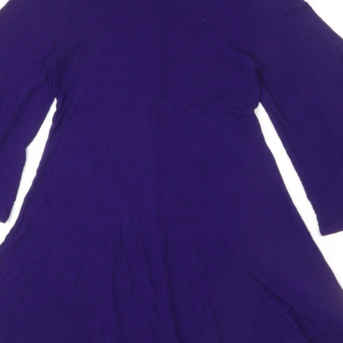 Phase Eight Womens Purple Viscose A-Line Size 12 Round Neck Pullover - Flared Sleeve