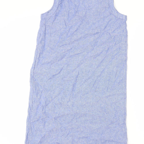 Marks and Spencer Womens Blue Linen Sheath Size 6 Round Neck Pullover