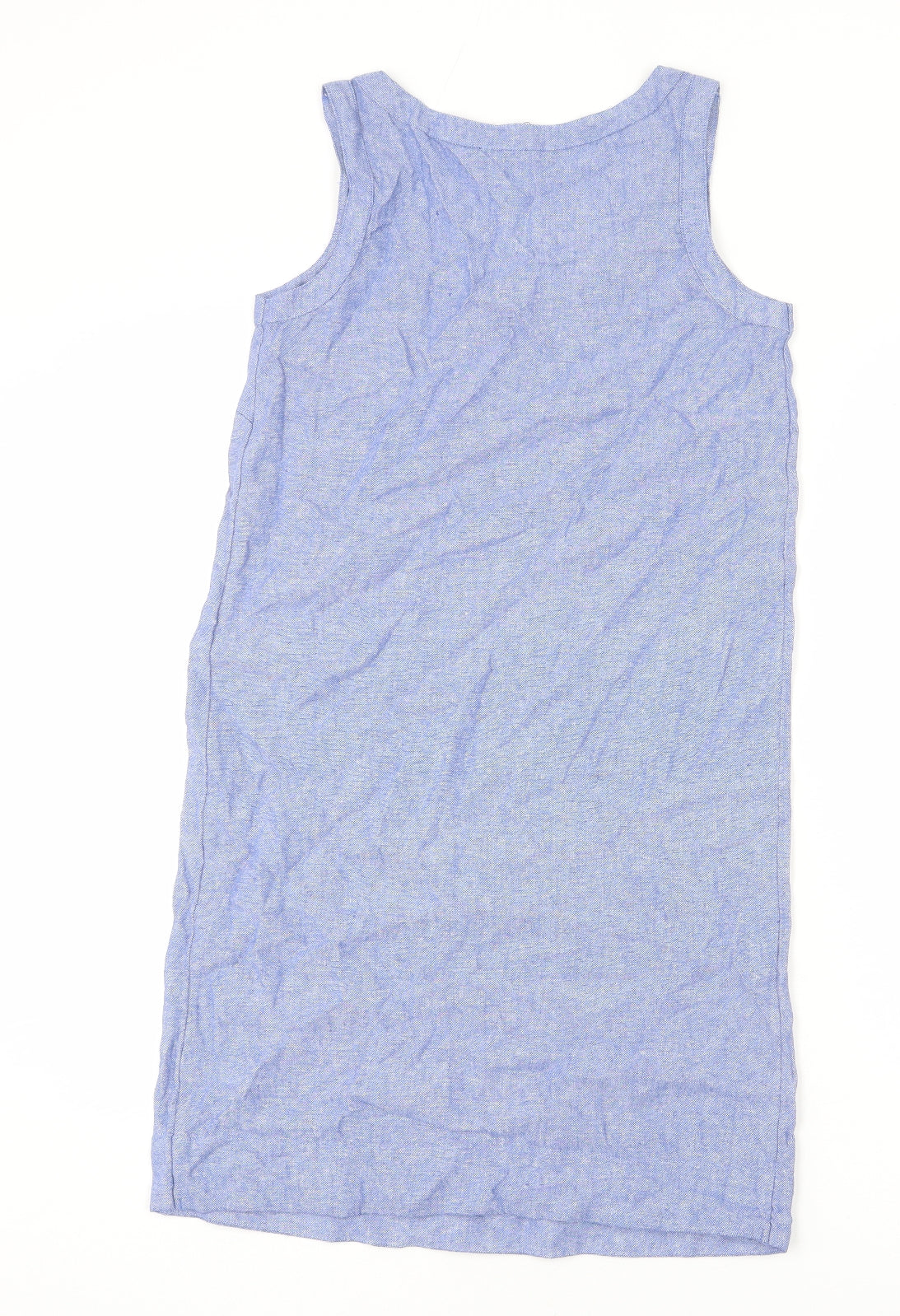 Marks and Spencer Womens Blue Linen Sheath Size 6 Round Neck Pullover