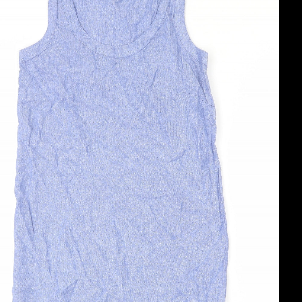 Marks and Spencer Womens Blue Linen Sheath Size 6 Round Neck Pullover