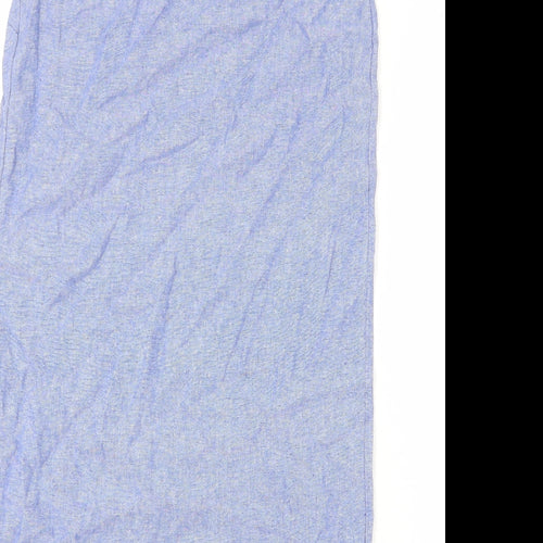 Marks and Spencer Womens Blue Linen Sheath Size 6 Round Neck Pullover