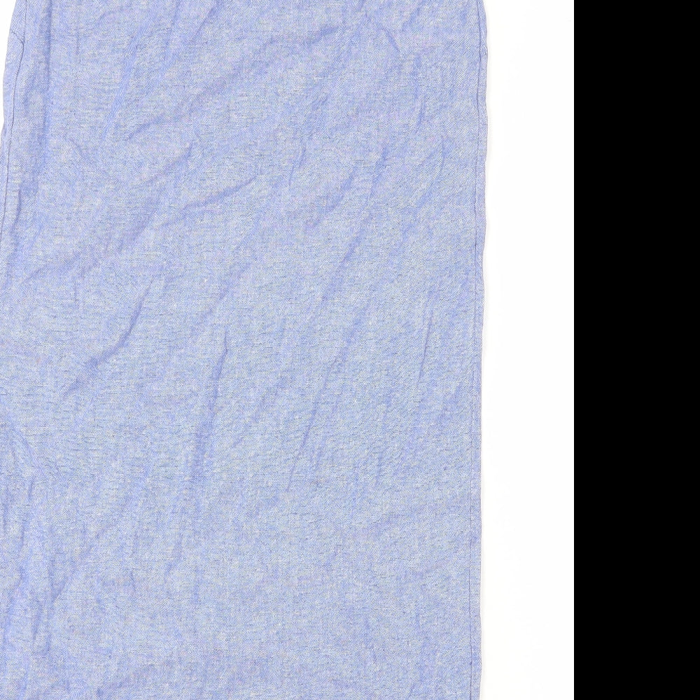 Marks and Spencer Womens Blue Linen Sheath Size 6 Round Neck Pullover