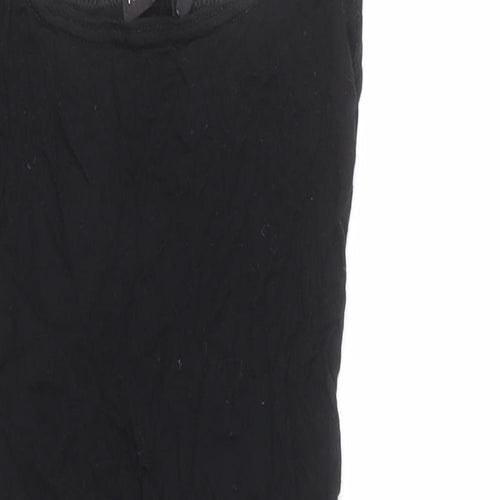 PRETTYLITTLETHING Womens Black Viscose Bodycon Size 4 Scoop Neck Pullover - Mini
