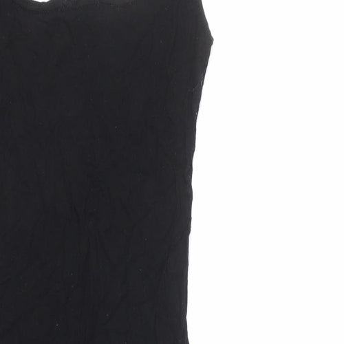 PRETTYLITTLETHING Womens Black Viscose Bodycon Size 4 Scoop Neck Pullover - Mini