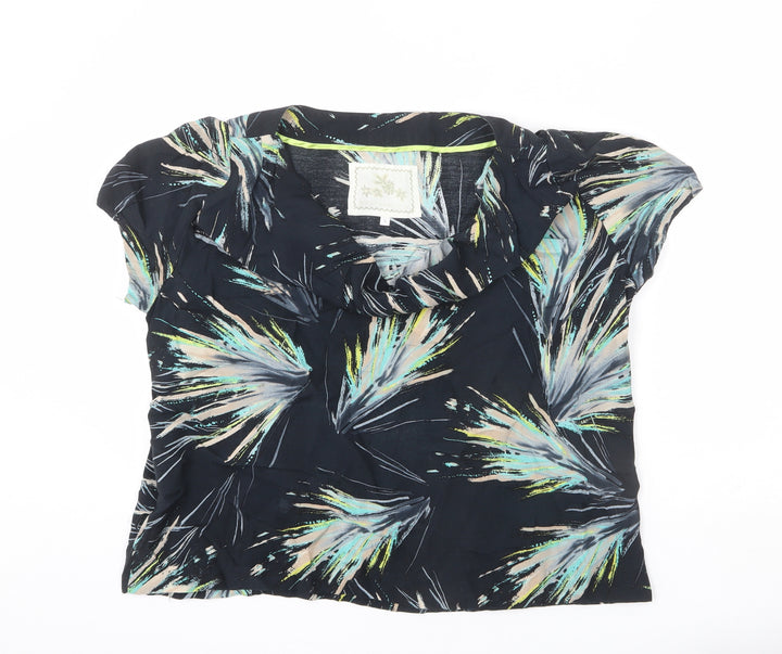 RJR.John Rocha Womens Black Geometric Polyester Basic Blouse Size 18 Cowl Neck - Cropped