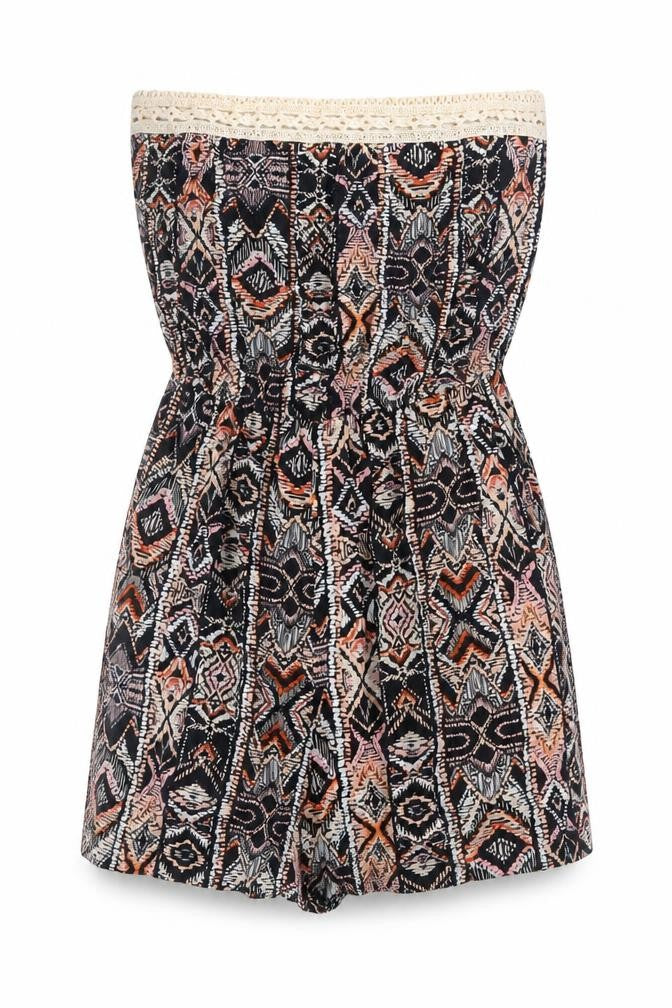 New Look Womens Multicoloured Geometric Vinyl Romper One-Piece Size 8 L3 in Pullover - Lace Trim