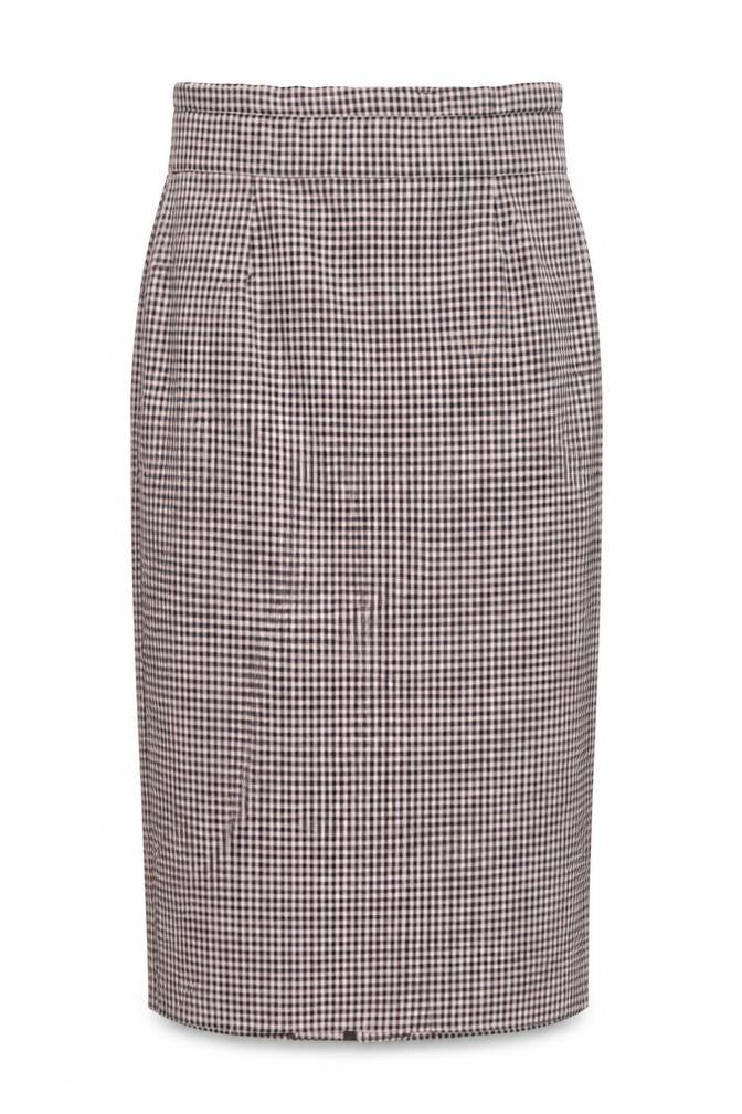 Zara Womens Pink Check Polyester Straight & Pencil Skirt Size L Zip - Slit