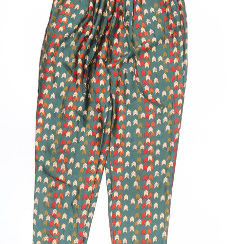 PRETTYLITTLETHING Womens Multicoloured Geometric Polyester Trousers Size 8 L24 in Regular Drawstring