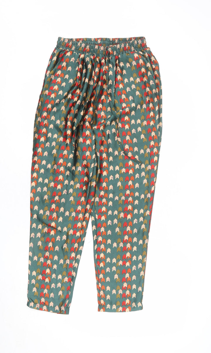 PRETTYLITTLETHING Womens Multicoloured Geometric Polyester Trousers Size 8 L24 in Regular Drawstring