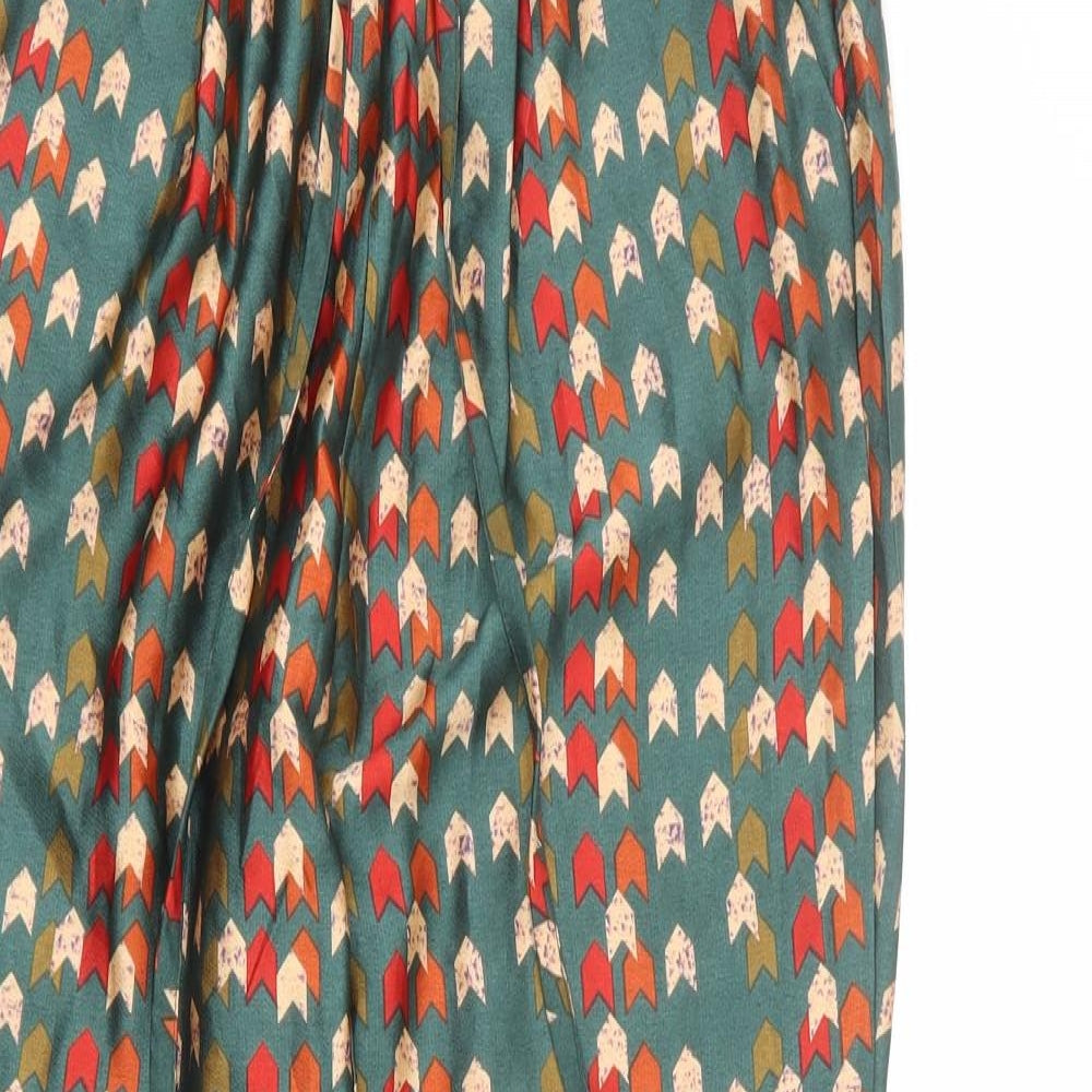PRETTYLITTLETHING Womens Multicoloured Geometric Polyester Trousers Size 8 L24 in Regular Drawstring