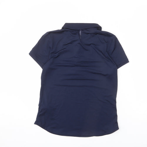 DECATHLON Womens Blue Polyester Basic Polo Size S Collared Button