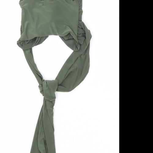 I SAW IT FIRST Womens Green Polyester Cropped T-Shirt Size 6 V-Neck - Tie Detail