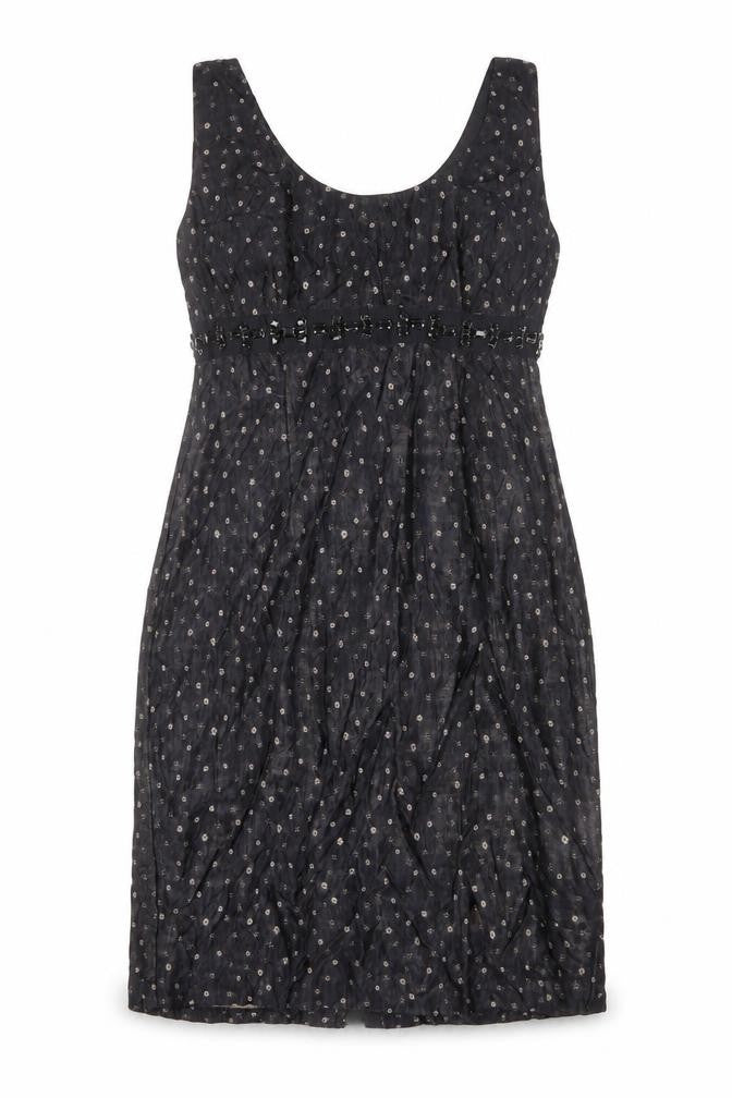Phase Eight Womens Black Geometric Polyester A-Line Size 14 Scoop Neck Zip - Slit, Rhinestones
