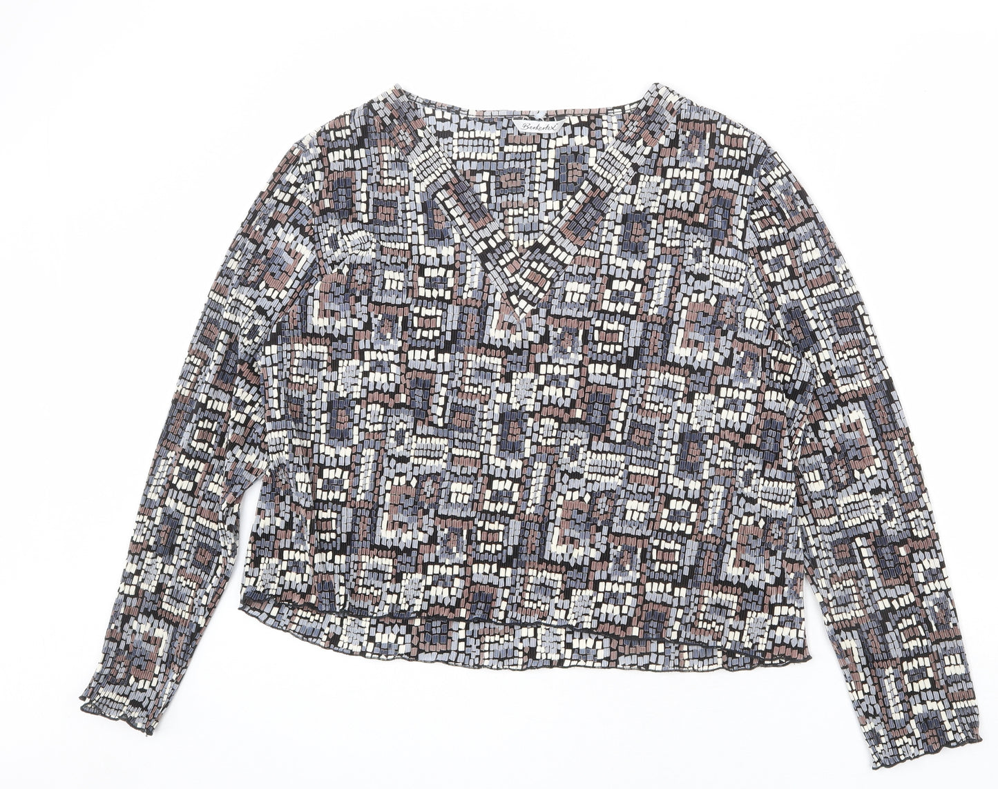 Berkertex Womens Multicoloured Geometric Polyester Basic Blouse Size 20 V-Neck