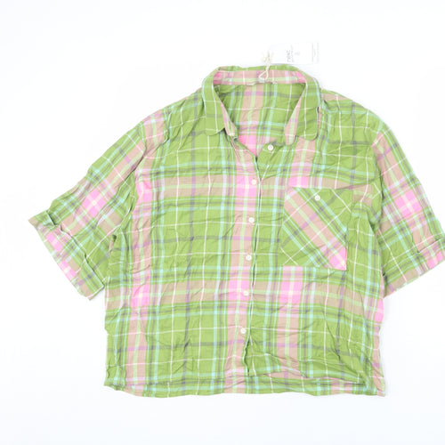 NEXT Womens Multicoloured Plaid Viscose Basic Button-Up Size 14 Collared