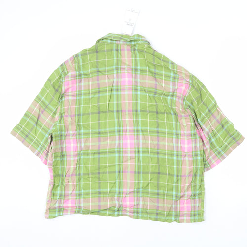 NEXT Womens Multicoloured Plaid Viscose Basic Button-Up Size 14 Collared