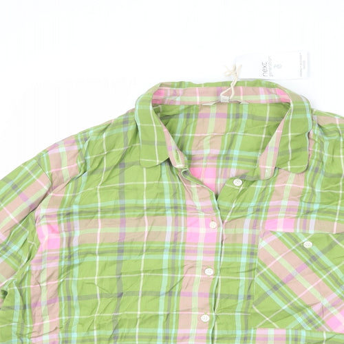 NEXT Womens Multicoloured Plaid Viscose Basic Button-Up Size 14 Collared