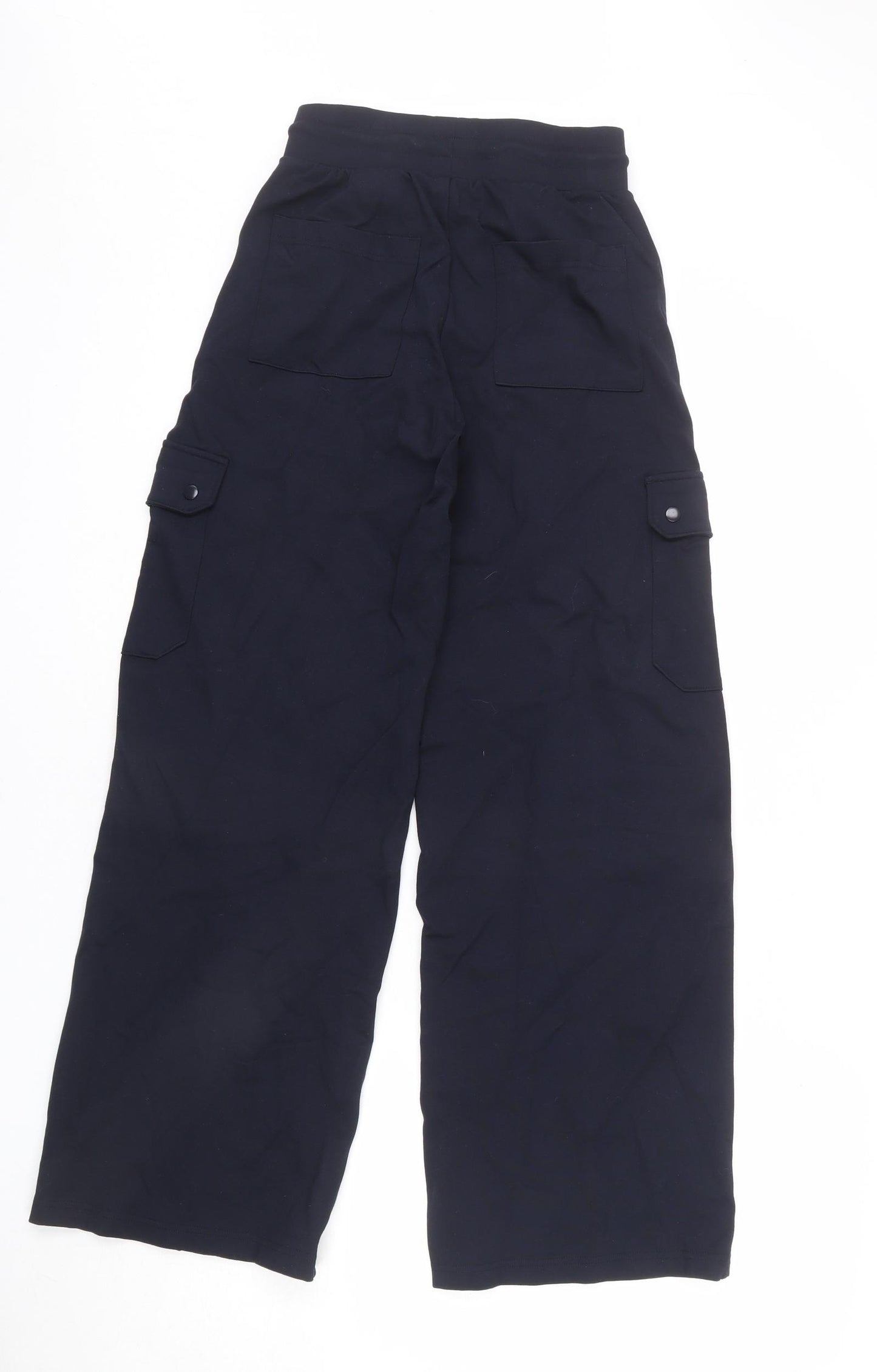Marks and Spencer Womens Blue Viscose Cargo Trousers Size 6 L30 in Regular Drawstring - Long Length, Jogger Look