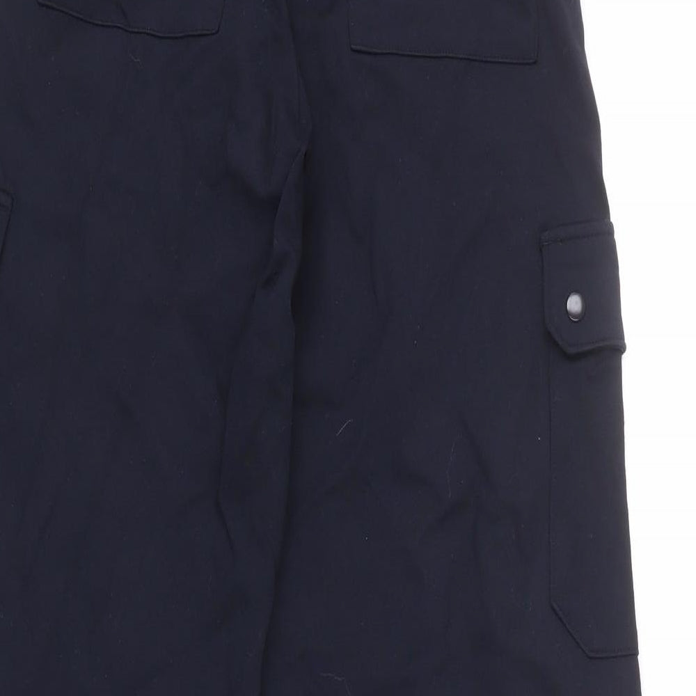 Marks and Spencer Womens Blue Viscose Cargo Trousers Size 6 L30 in Regular Drawstring - Long Length, Jogger Look