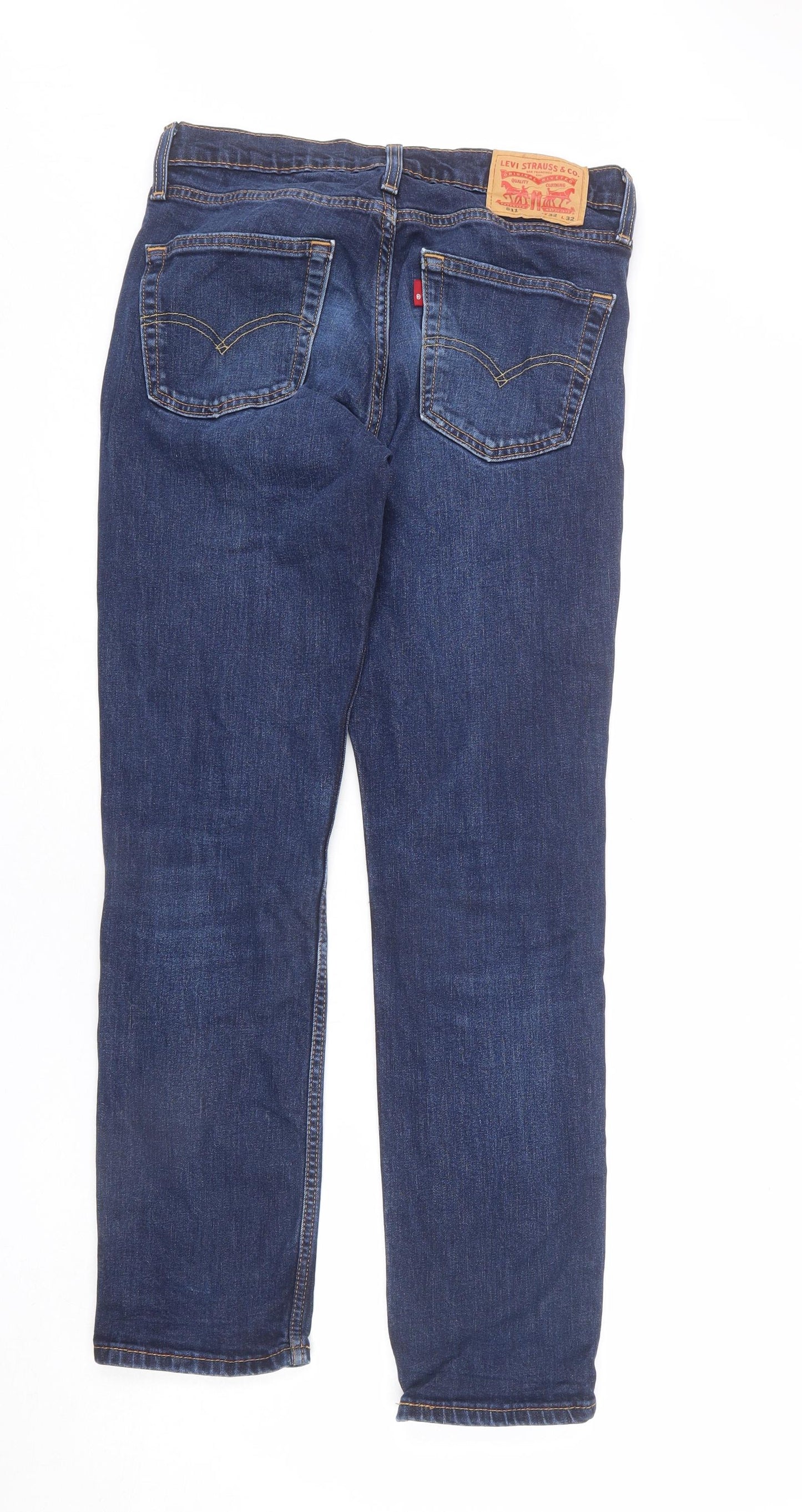 Levi's Mens Blue Cotton Straight Jeans Size 32 in L32 in Regular Zip
