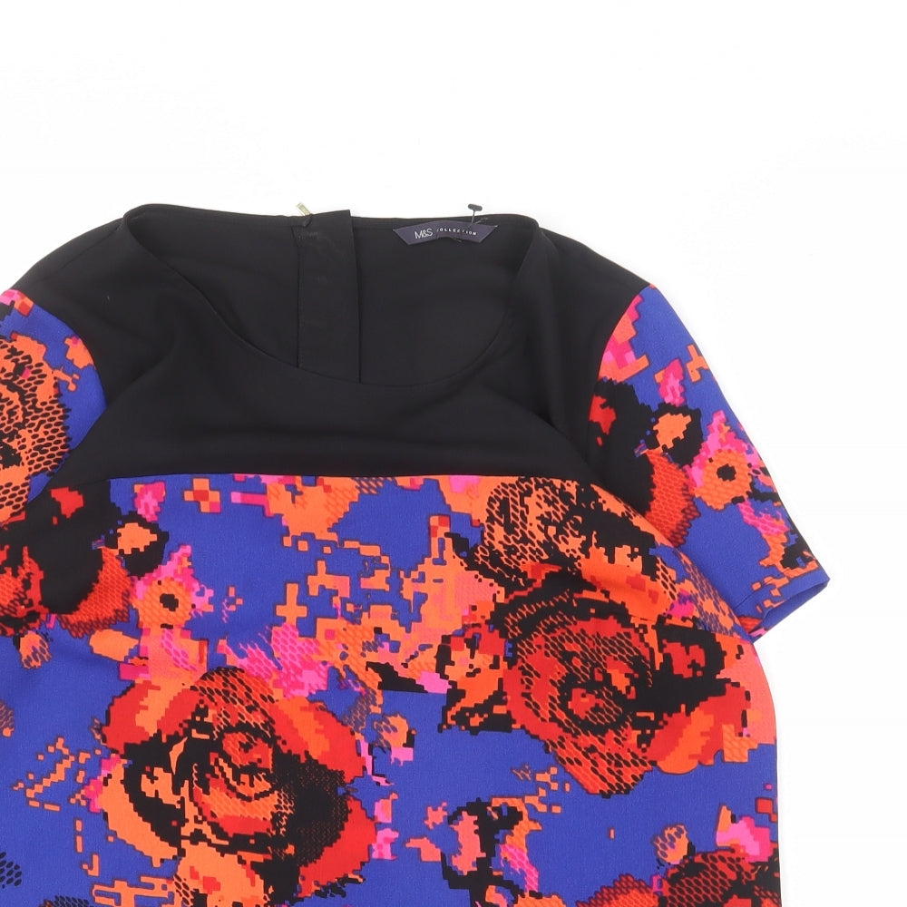 Marks and Spencer Womens Multicoloured Polyester Basic Blouse Size 12 Round Neck