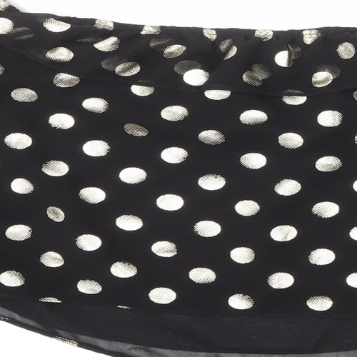NEXT Womens Black Polka Dot Polyester Cropped Blouse Size 12 Off the Shoulder - Ruffle Detail