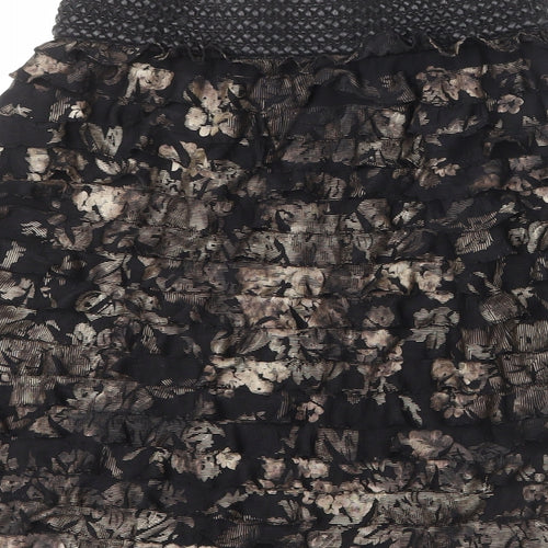 Javier Simorra Womens Black Floral Polyester A-Line Skirt Size 10