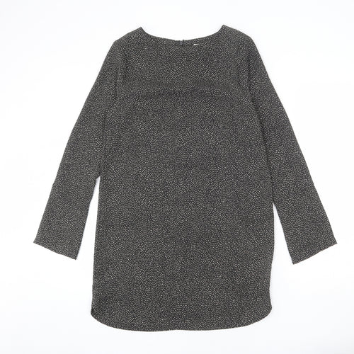 H&M Womens Grey Polka Dot Polyester Sheath Size 6 Round Neck Zip