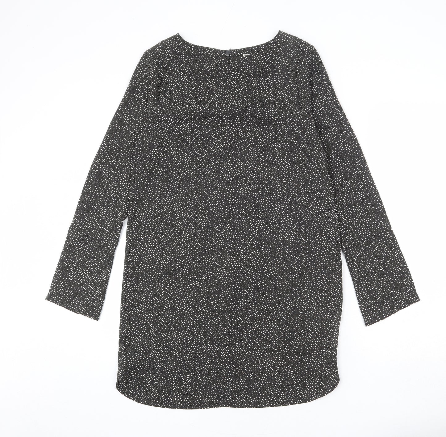 H&M Womens Grey Polka Dot Polyester Sheath Size 6 Round Neck Zip