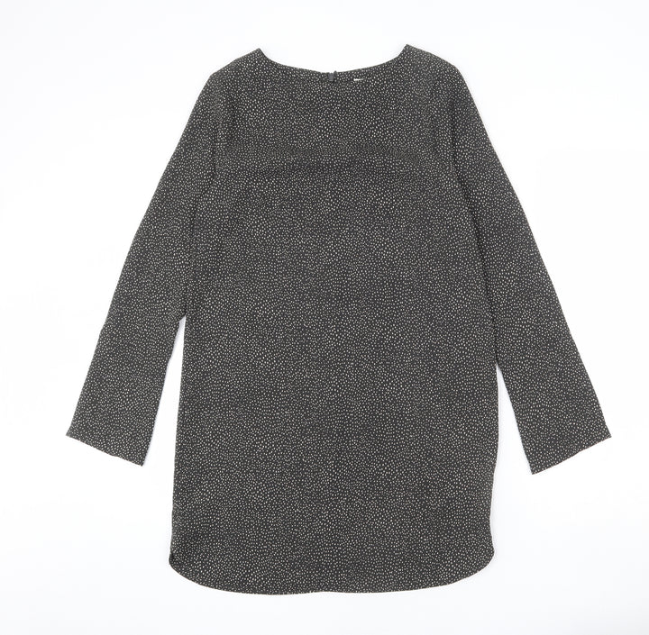 H&M Womens Grey Polka Dot Polyester Sheath Size 6 Round Neck Zip