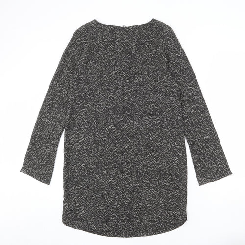 H&M Womens Grey Polka Dot Polyester Sheath Size 6 Round Neck Zip