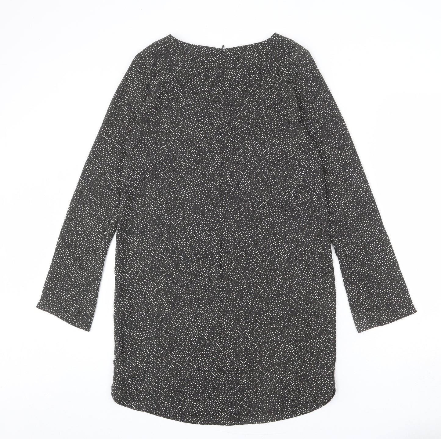 H&M Womens Grey Polka Dot Polyester Sheath Size 6 Round Neck Zip
